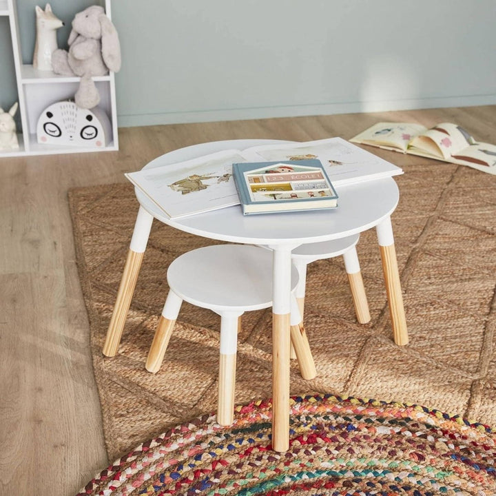 Table Ronde Enfant Pin | Neige - Designix Table Basse