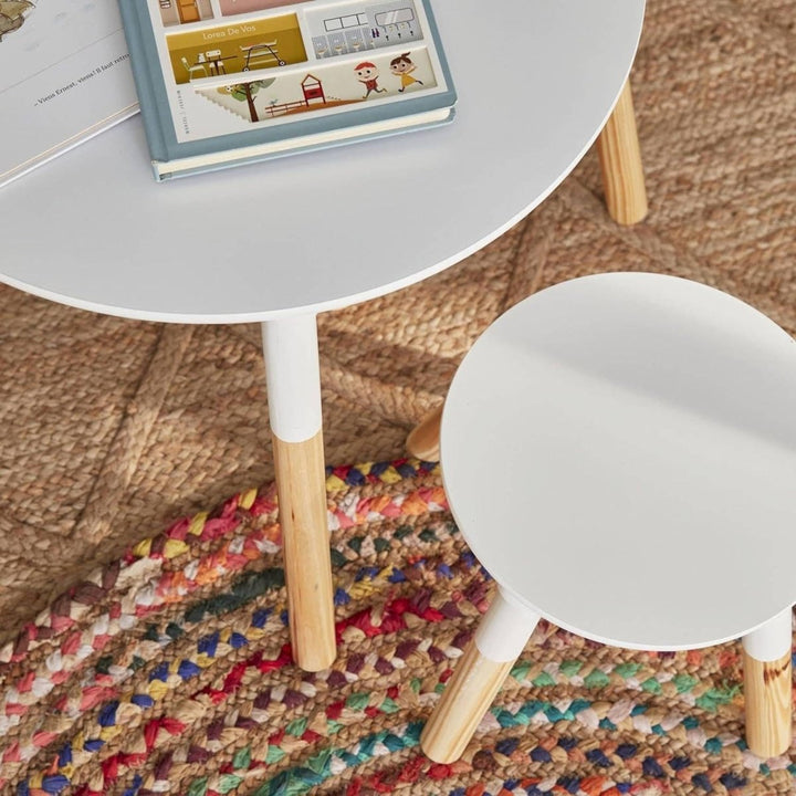 Table Ronde Enfant Pin | Neige - Designix Table Basse