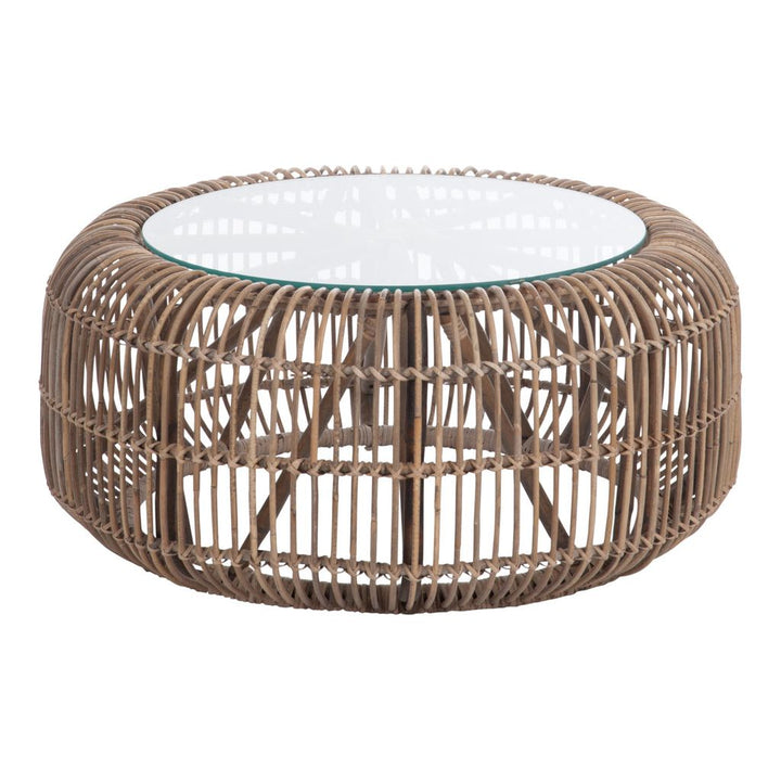Table Ronde Rotin et Verre - Designix