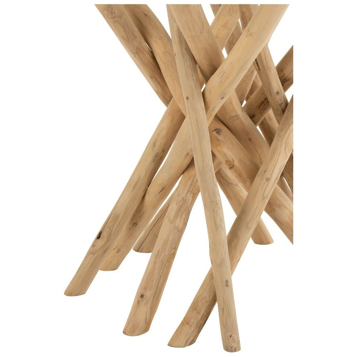 Table Ronde Teck Naturel Verre - Designix