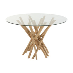 Table Ronde Teck Naturel Verre