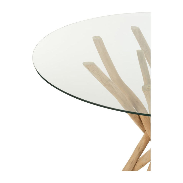 Table Ronde Teck Naturel Verre - Designix