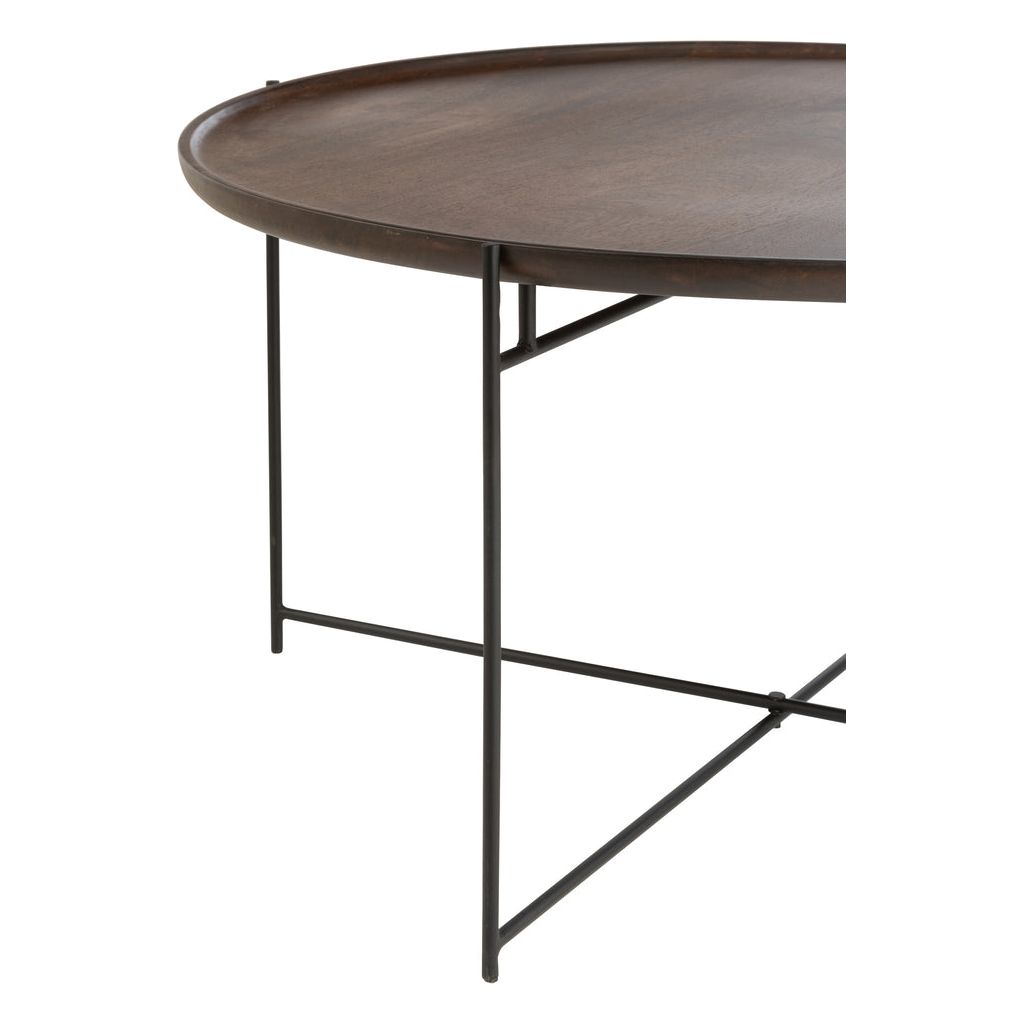 Table ronde en fer/bois de manguier marron/noir | Designix -     - https://designix.fr