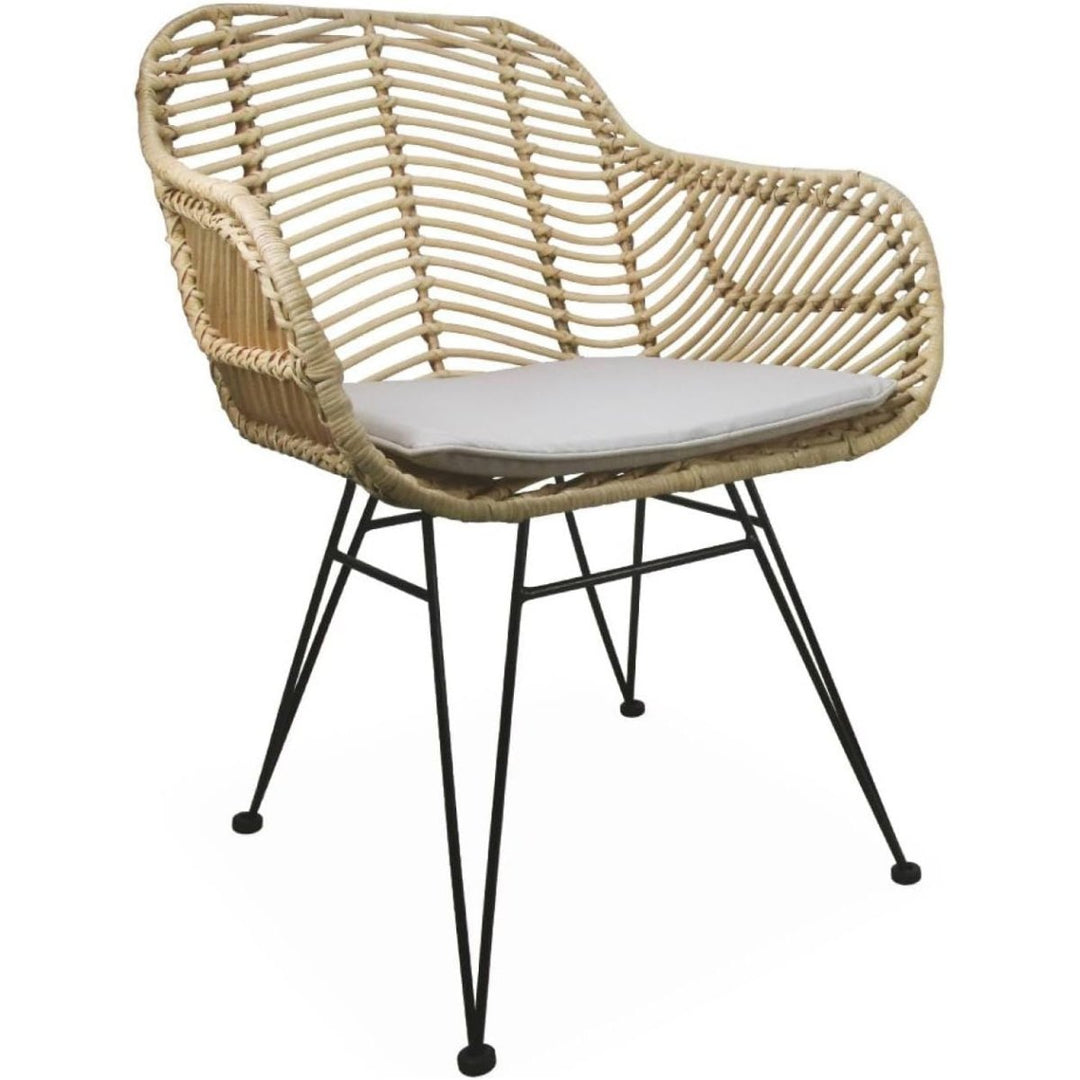 Table Teck Recyclé et Chaises Rotin | Rame - Designix Table à Manger