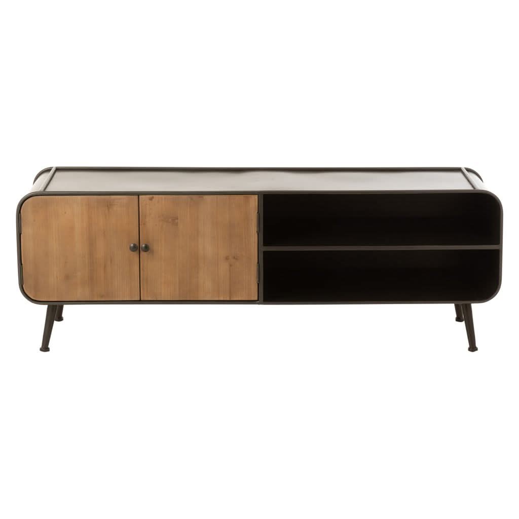 Table TV Métal Bois Noir Naturel - Designix