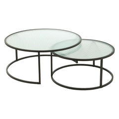 Tables Basses Rondes Métal Verre