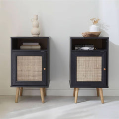 Tables Chevet Cannage Noir | Drap