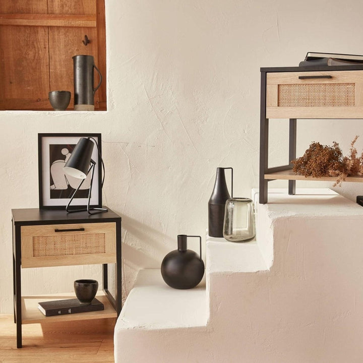 Tables Chevet Noir Cannage | Yen - Designix Table de Nuit
