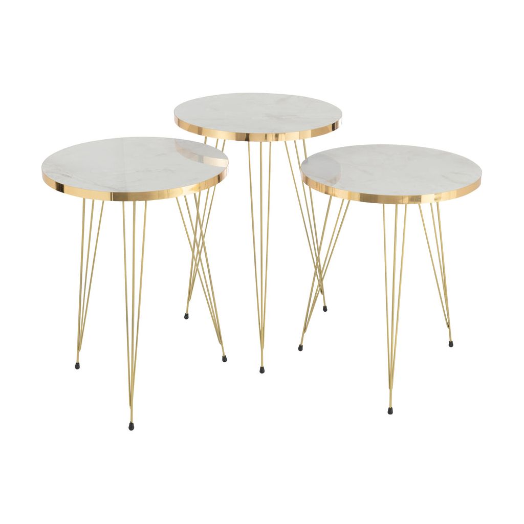 Tables D'Appoint Blanc Or - Designix
