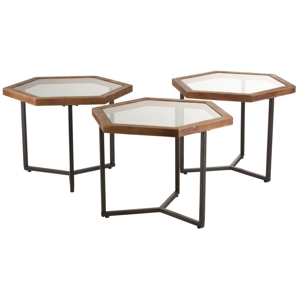 Tables D'Appoint Hexagonales En Verre