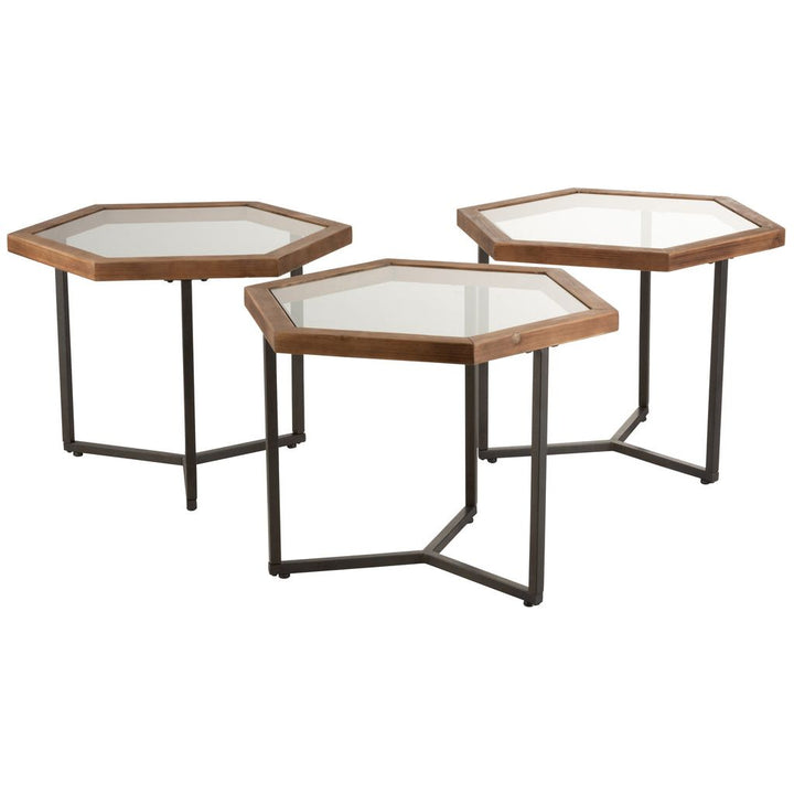Tables D'Appoint Hexagonales En Verre - Designix