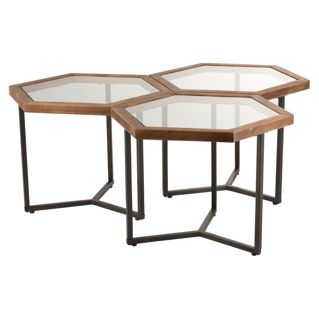 Tables D'Appoint Hexagonales En Verre - Designix