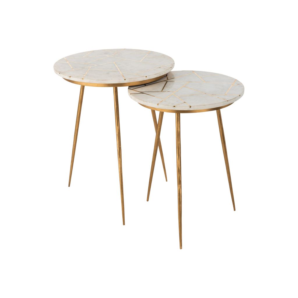 Tables D'Appoint Marbre Fer Doré - Designix