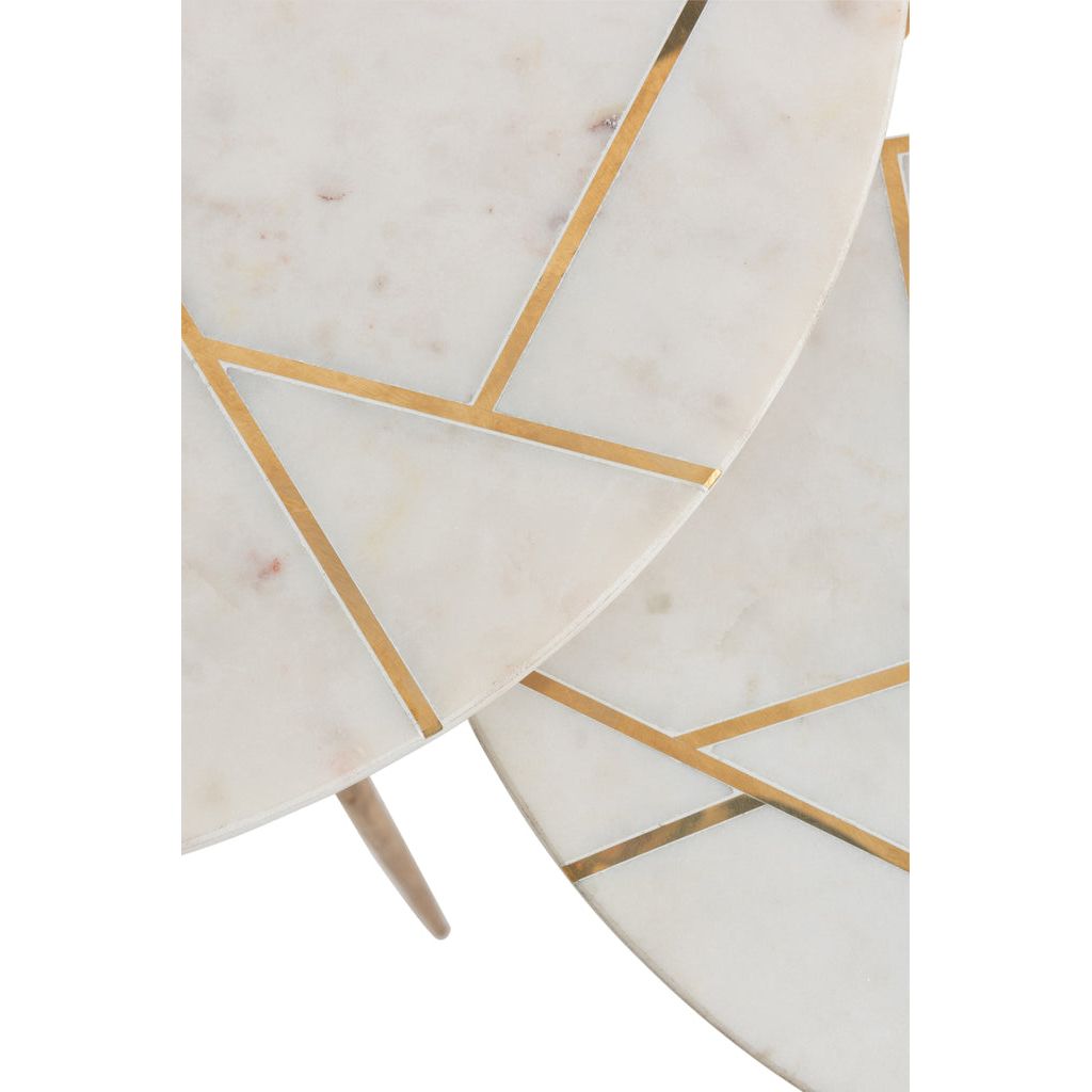 Tables D'Appoint Marbre Fer Doré - Designix