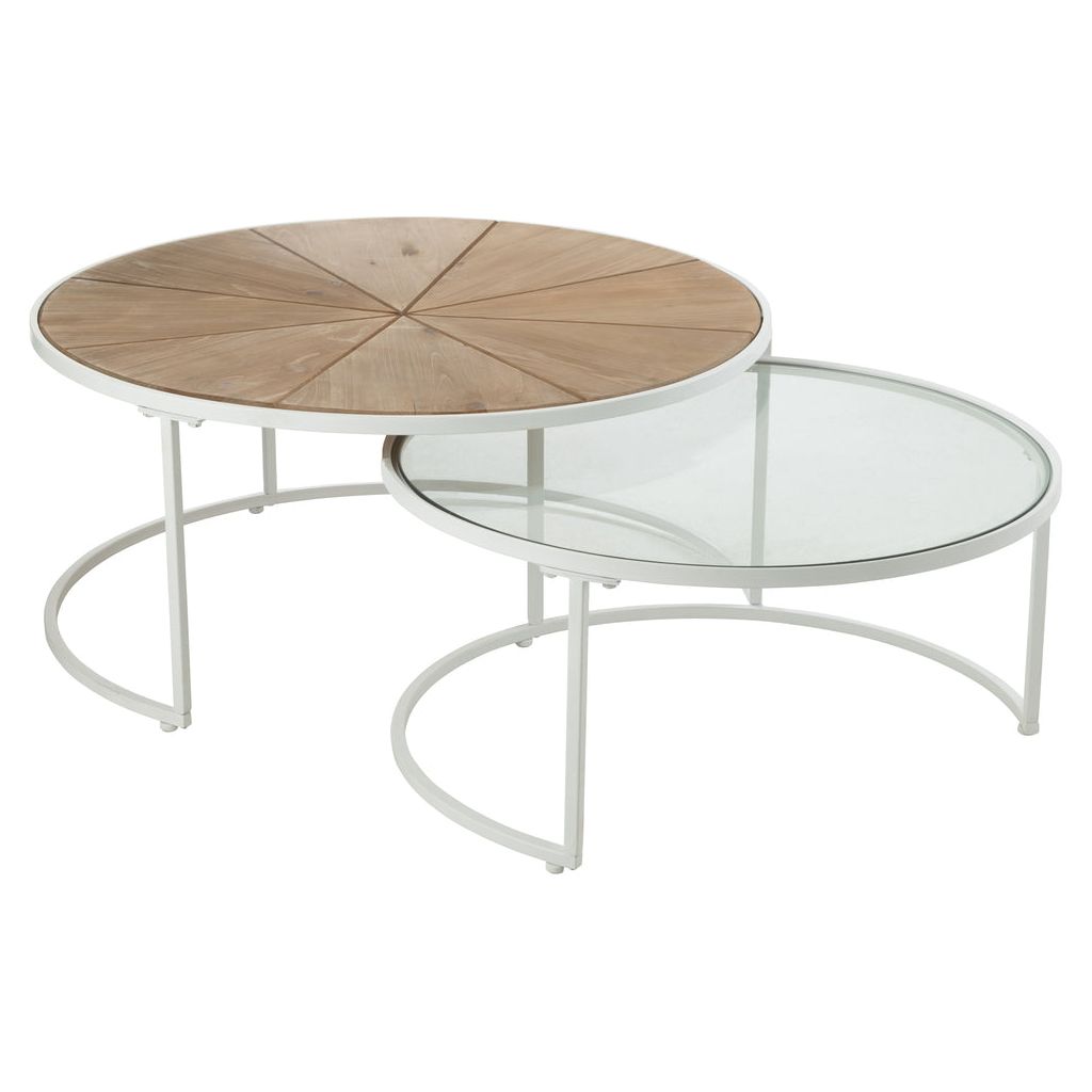 Tables D'Appoint Métal Bois Blanc - Designix