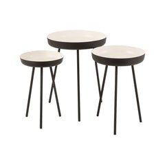 Tables D'Appoint Métal Noir/Blanc