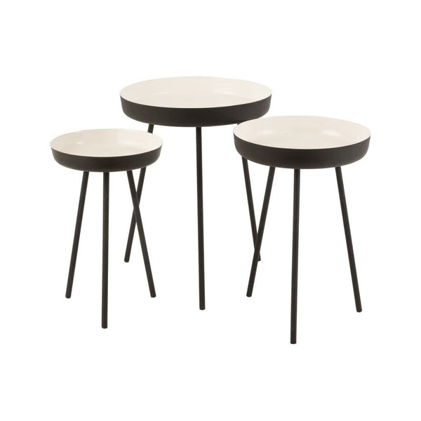Tables D'Appoint Métal Noir/Blanc