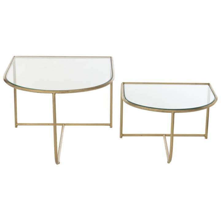 Tables D'Appoint Métal Verre Doré - Designix