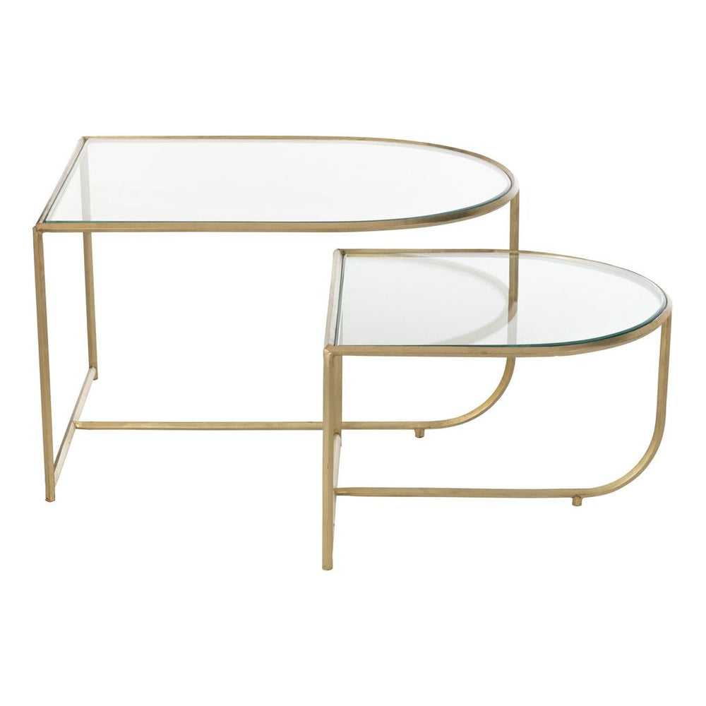 Tables D'Appoint Métal Verre Doré - Designix
