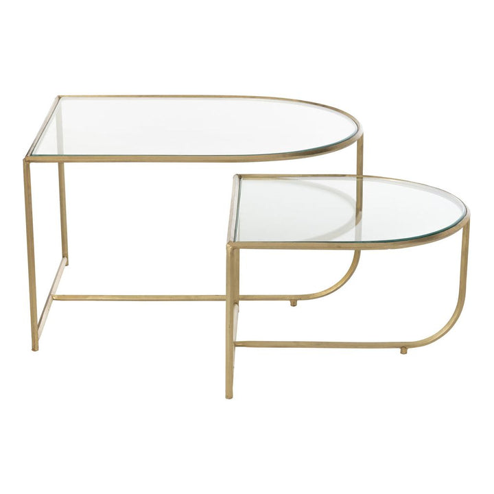 Tables D'Appoint Métal Verre Doré - Designix