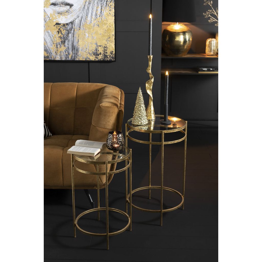 Tables D'Appoint Miroir Fer Doré - Designix