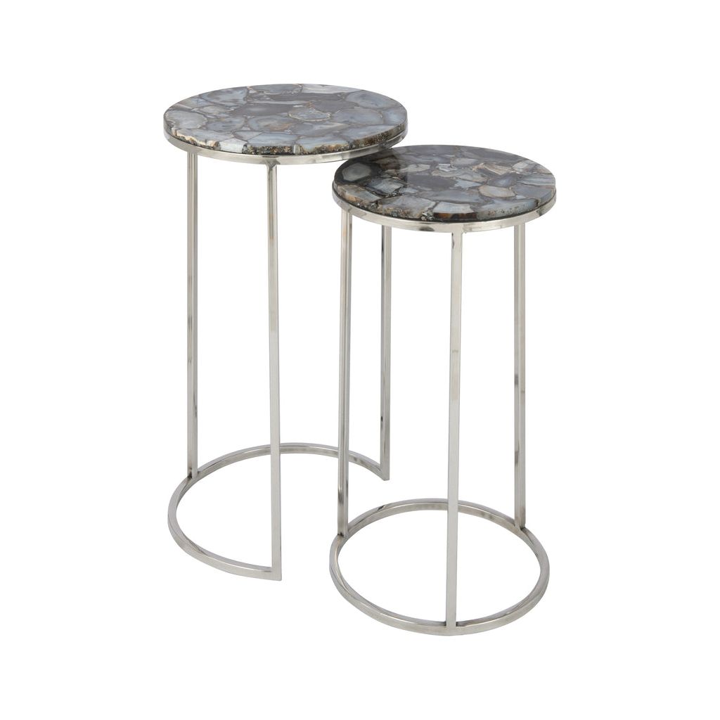 Tables D'Appoint Pierre Agate Métal - Designix