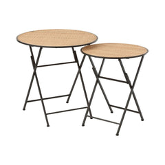 Tables d'Appoint Pliantes Bambou Métal