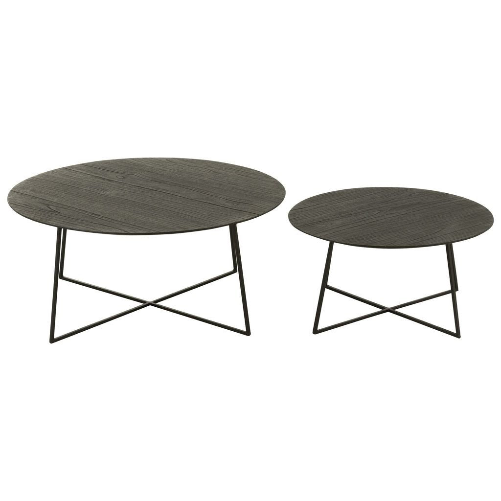 Tables D'Appoint Rondes Teck Métal - Designix