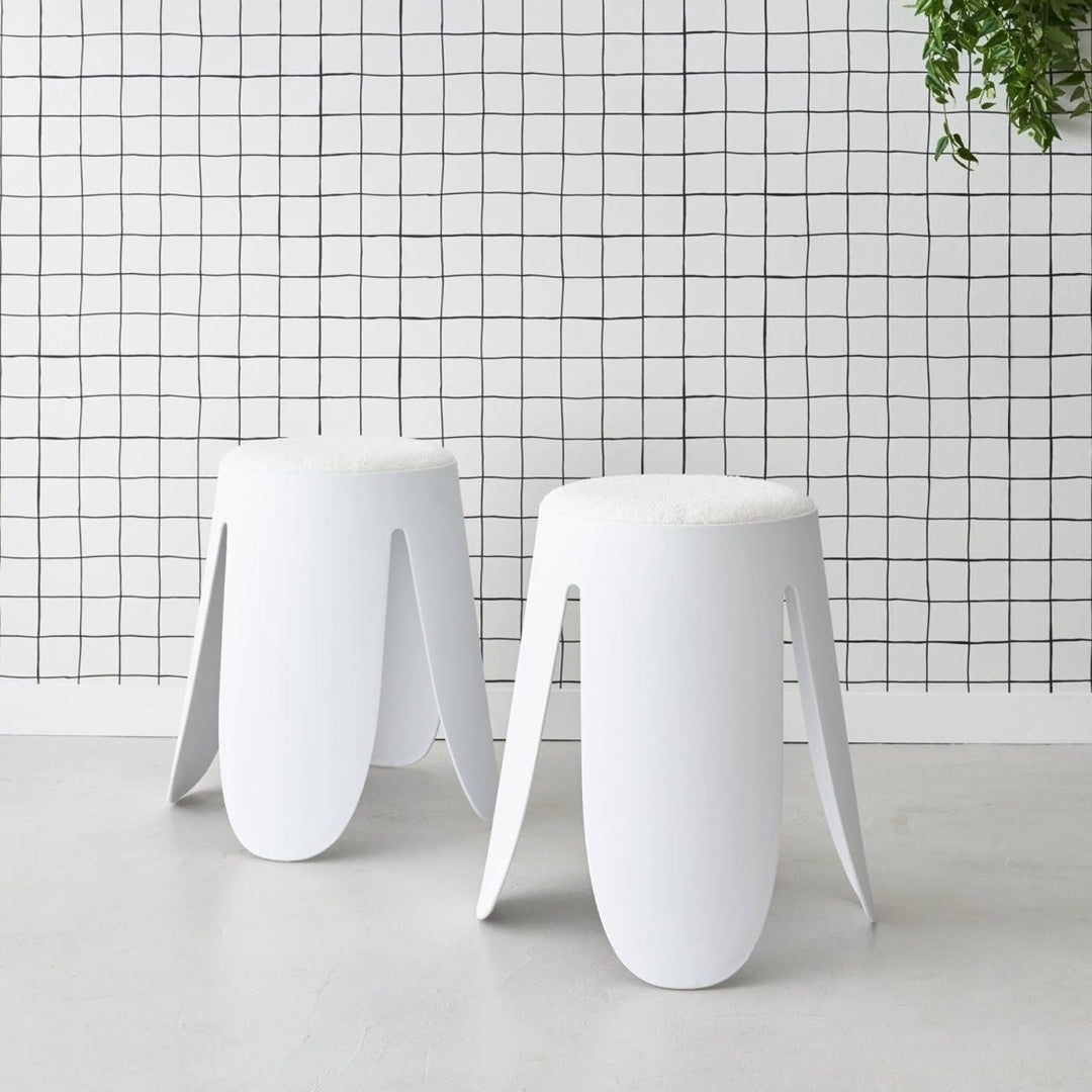 Tabouret Bouclette Blanc Empilable | Waltz - Designix Tabouret
