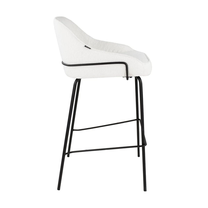 Tabouret de bar bouclé confort avec repose pieds | LUMA - Designix
