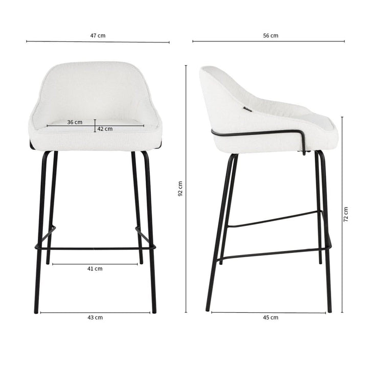 Tabouret de bar bouclé confort avec repose pieds | LUMA - Designix