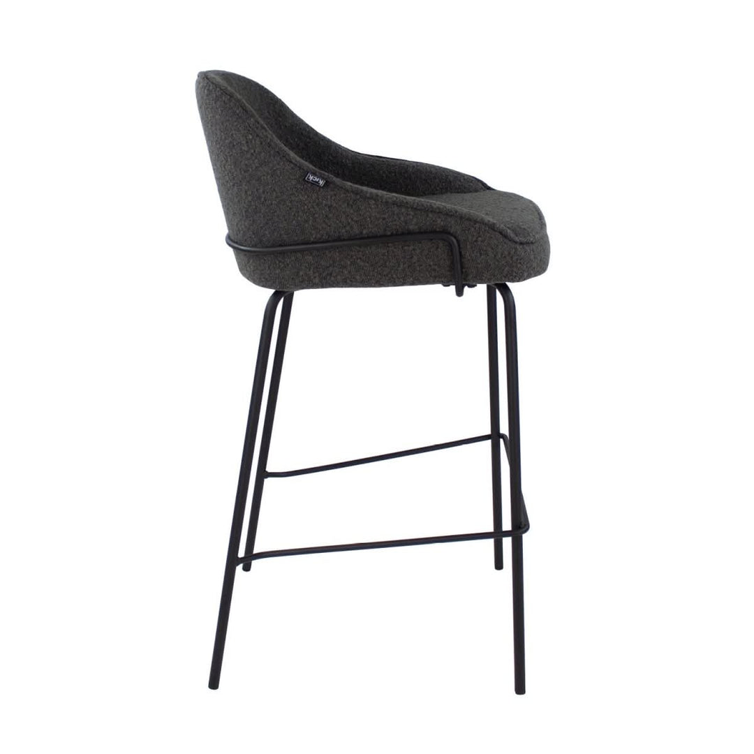 Tabouret de Bar Bouclé Gris Foncé Avec Dossier Confort | SEPP - Designix