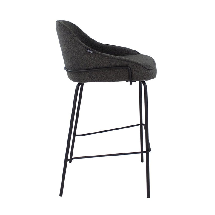 Tabouret de Bar Bouclé Gris Foncé Avec Dossier Confort | SEPP - Designix