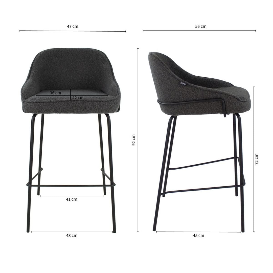 Tabouret de Bar Bouclé Gris Foncé Avec Dossier Confort | SEPP - Designix
