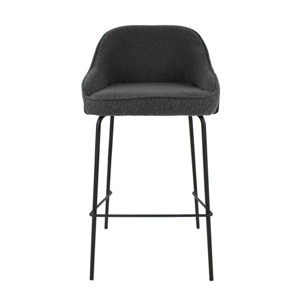 Tabouret de Bar Bouclé Gris Foncé Avec Dossier Confort | SEPP