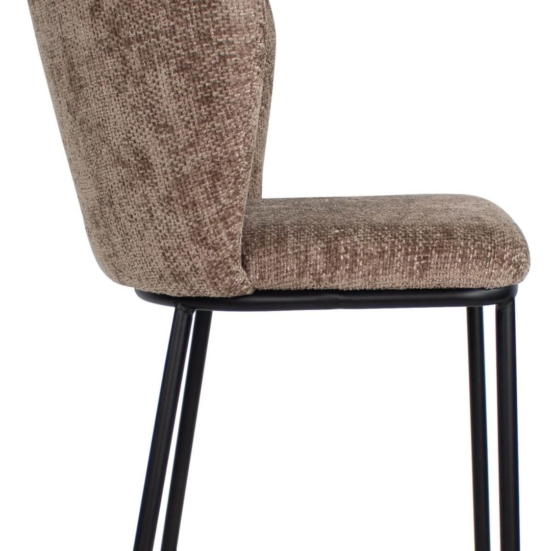 Tabouret De Bar Ergonomique En Chenille Taupe Avec Repose - Pieds | LUMI - Designix