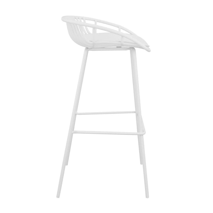 Tabouret de Bar Extérieur Avec Coussin PU Cuir Blanc | NOVA - Designix