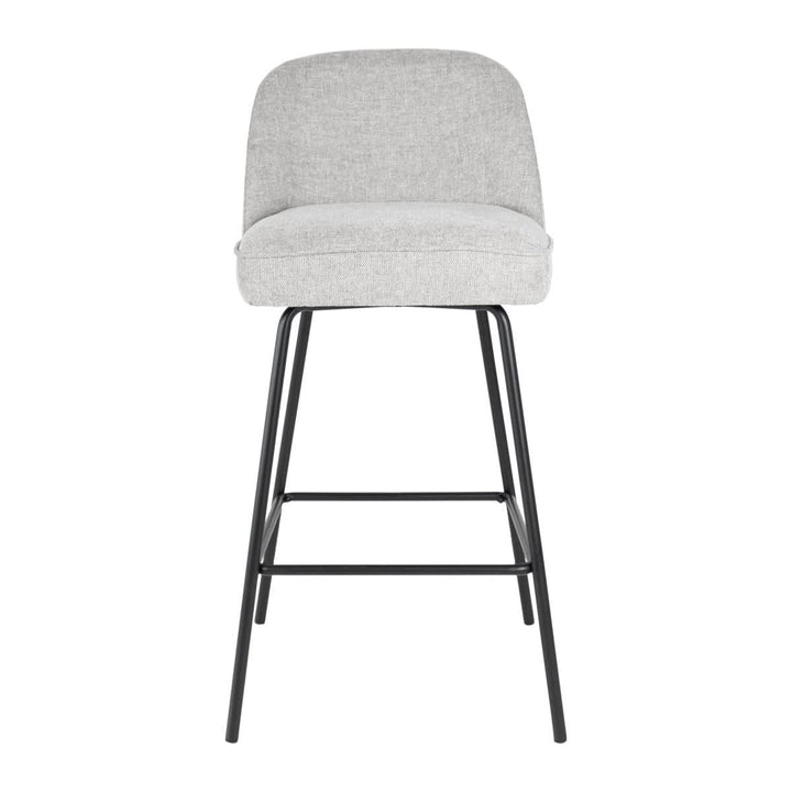 Tabouret de Bar Gris avec Dossier Rond Rembourré Base Métal Noire | LUXA - Designix