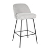 Tabouret de Bar Gris avec Dossier Rond Rembourré Base Métal Noire | LUXA