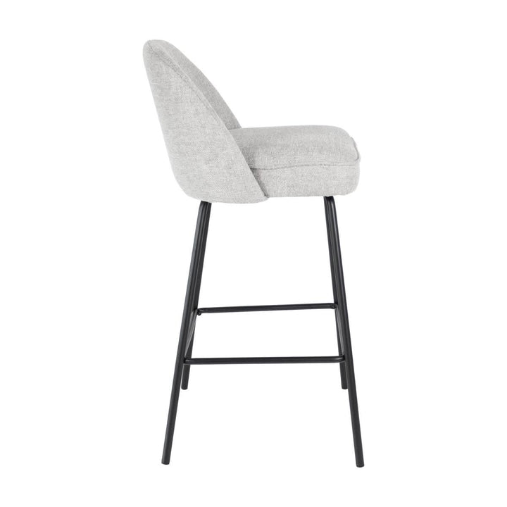 Tabouret de Bar Gris avec Dossier Rond Rembourré Base Métal Noire | LUXA - Designix