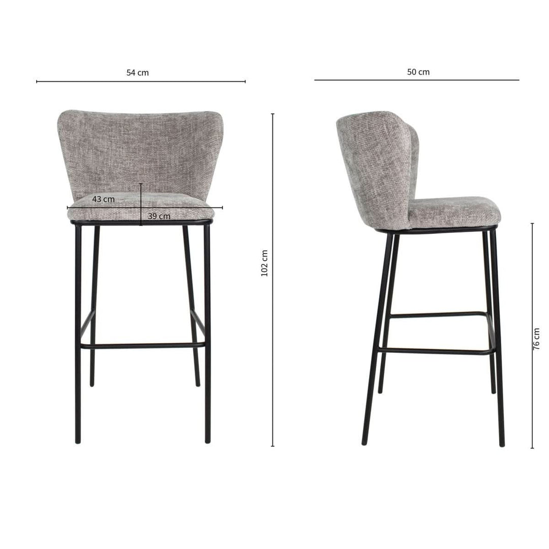 Tabouret de bar Gris Chenille Confortable et Moderne | VILO - Designix