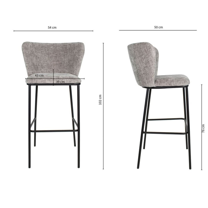 Tabouret de bar Gris Chenille Confortable et Moderne | VILO - Designix