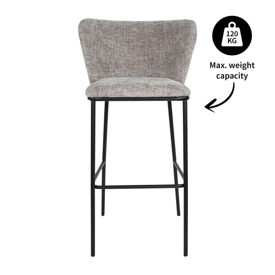 Tabouret de bar Gris Chenille Confortable et Moderne | VILO - Designix