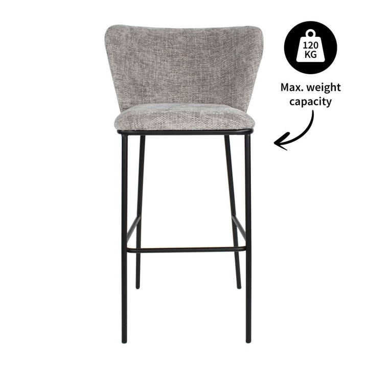 Tabouret de bar Gris Chenille Confortable et Moderne | VILO - Designix