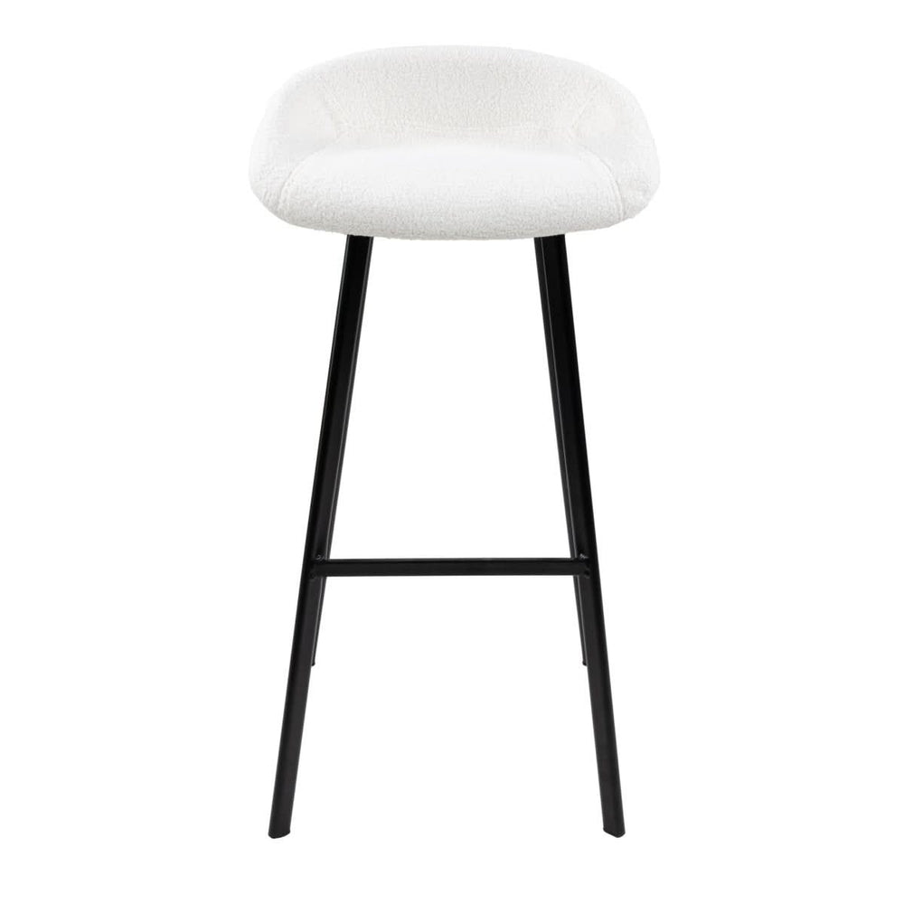 Tabouret de Bar Lily Velours Teddy Blanc Polyvalent | NOVA - Designix