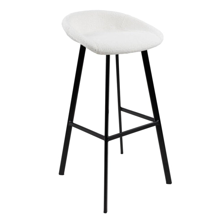 Tabouret de Bar Lily Velours Teddy Blanc Polyvalent | NOVA - Designix