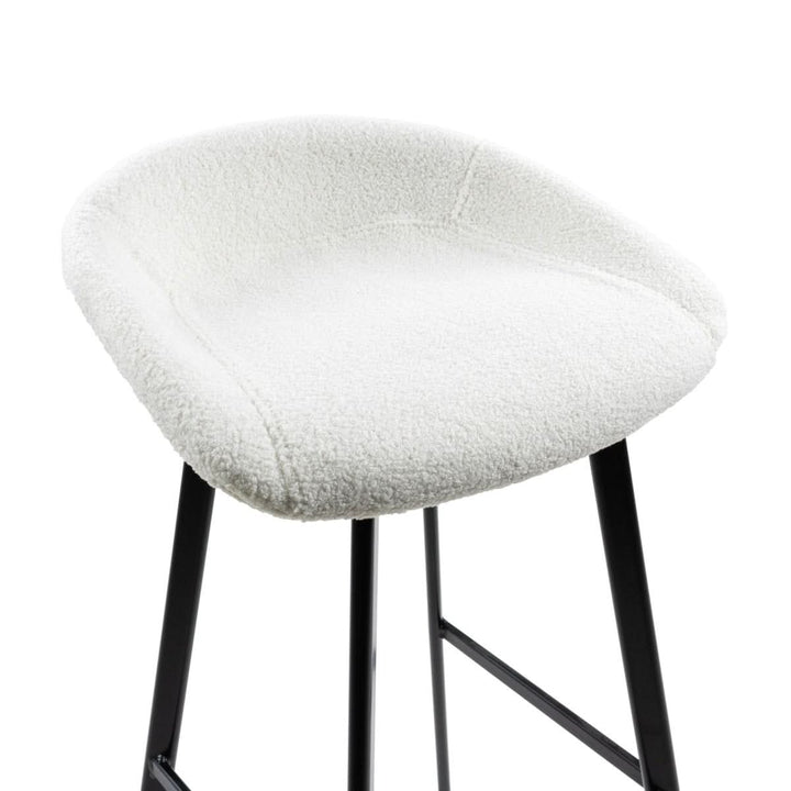 Tabouret de Bar Lily Velours Teddy Blanc Polyvalent | NOVA - Designix
