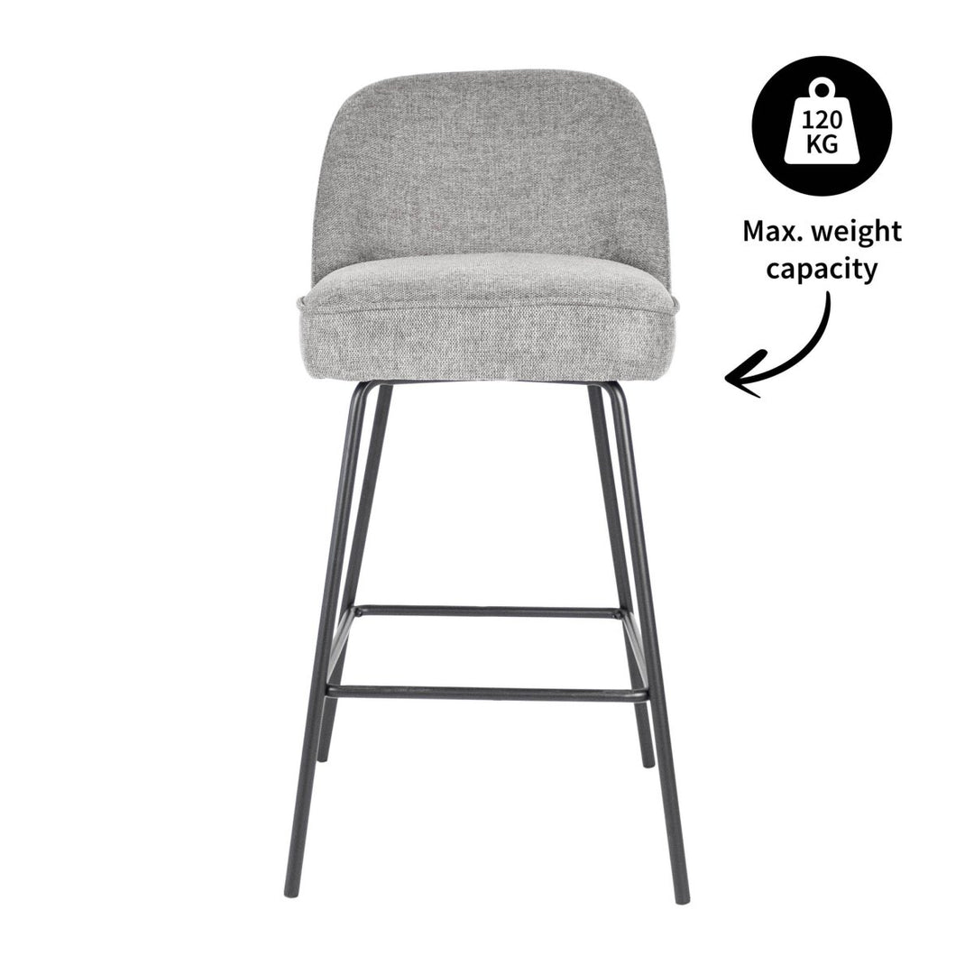 Tabouret de bar Lucy Gris Foncé Avec Dossier Ergonomique | NOVA - Designix