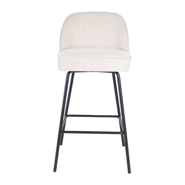 Tabouret de Bar Luxe Rembourré Tissu Texturé Métal Noir Champagne | NOVA - Designix