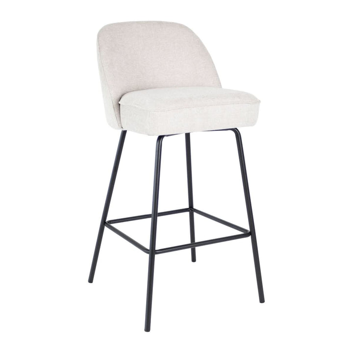Tabouret de Bar Luxe Rembourré Tissu Texturé Métal Noir Champagne | NOVA - Designix